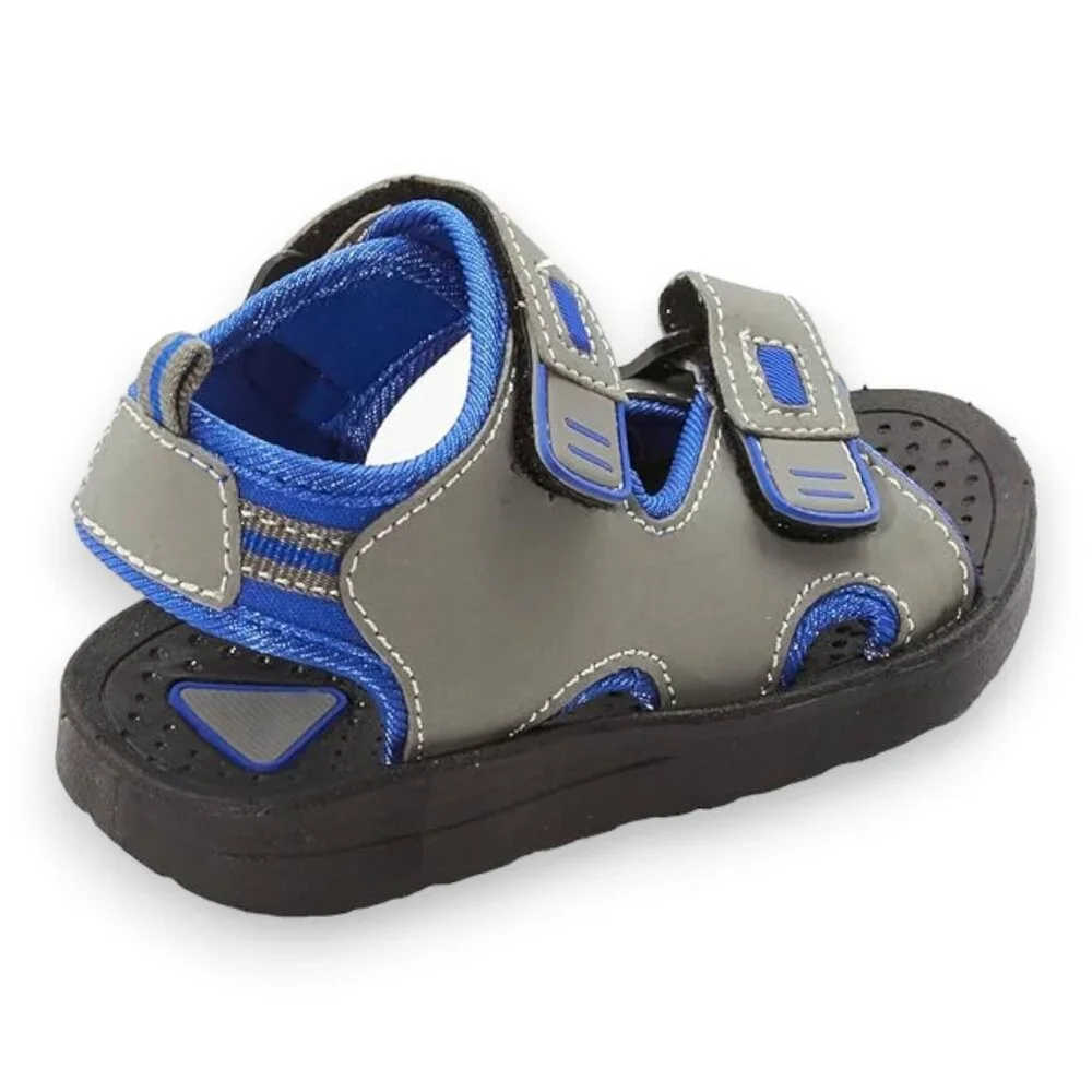 Skysole Boys Double Adjustable Strap Lightweight Sandals In Gray/Blue - Size 2-3